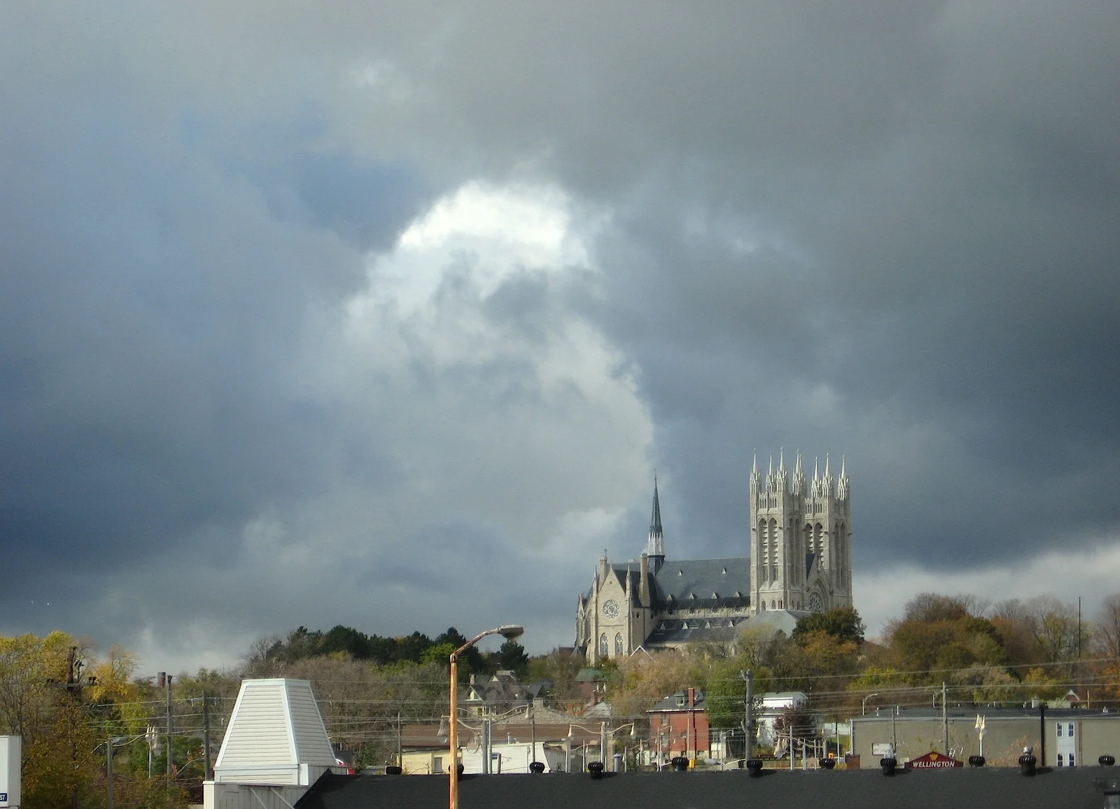 Church of Our Lady in Guelph seen from the rivers' confluence